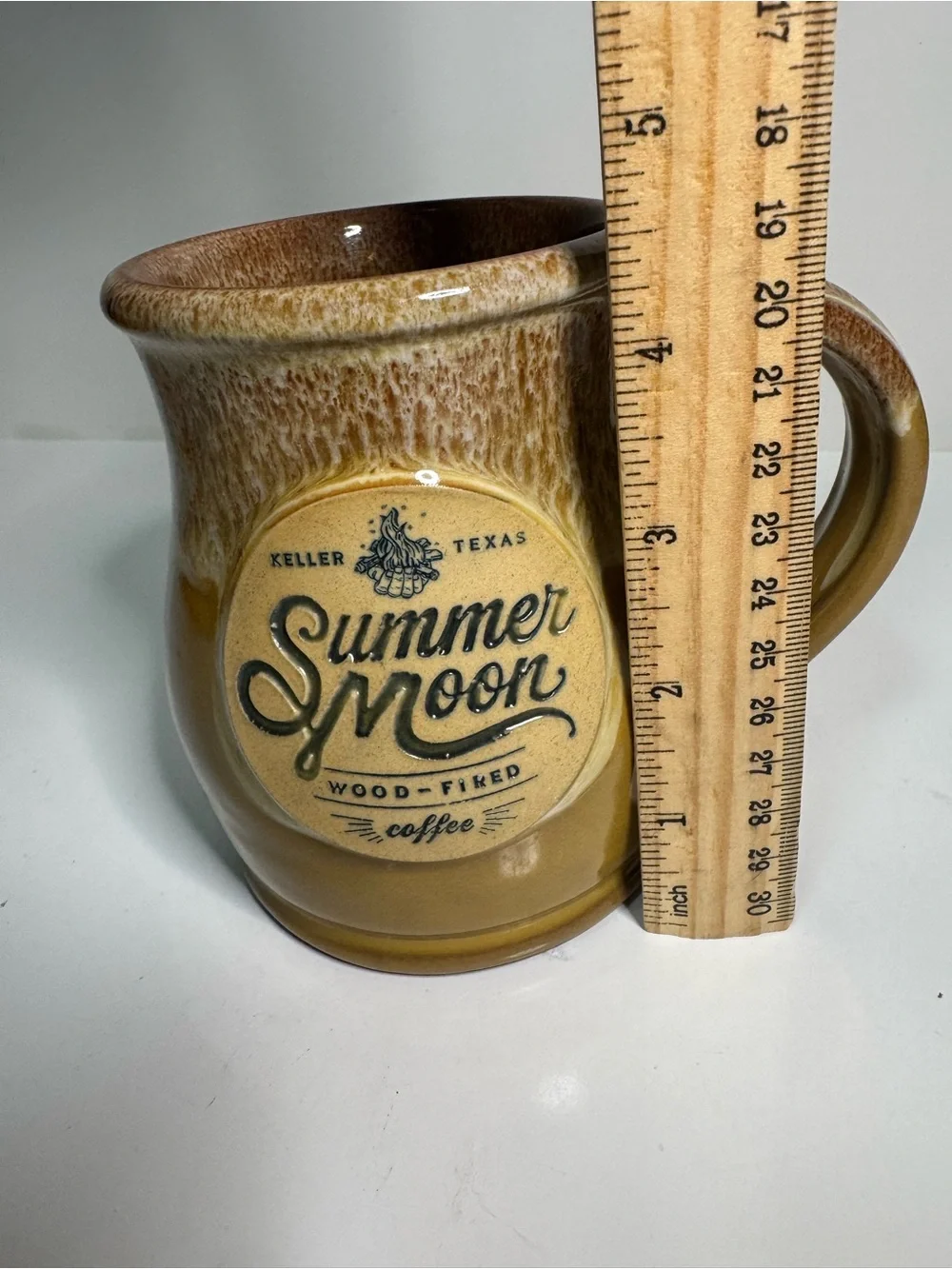 Summer Moon Coffee pottery mug mustard yellow